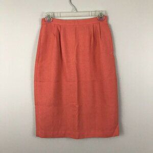 Vintage Womens Size 6 Skirt Coral Pink Orange Pockets Zip Back Knee Length